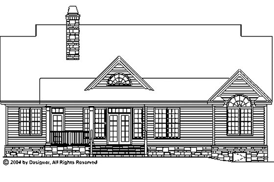 Exterior - Rear Elevation 1 for Country House Plan #929-534 - 3 bed, 2 bath