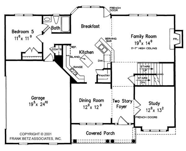 House Design - Colonial Floor Plan - Main Floor Plan #927-953
