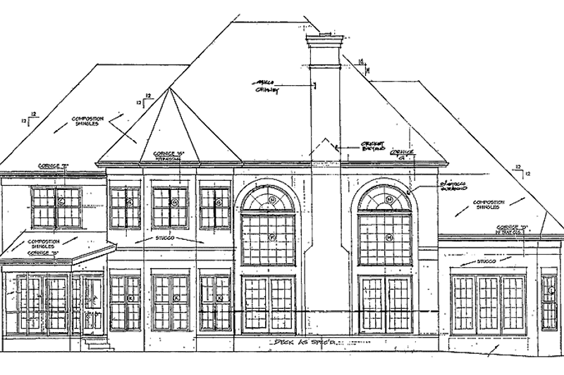Architectural House Design - Exterior - Rear Elevation for Classical House Plan #453-417 - 5 bed, 4 bath