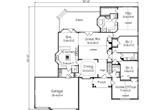 Floor Plan - Main Floor for Traditional House Plan #57-129 - 4 bed, 2.5 bath