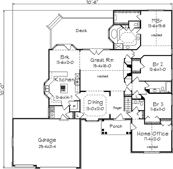 House Plan Design - Traditional Floor Plan - Main Floor Plan #57-129