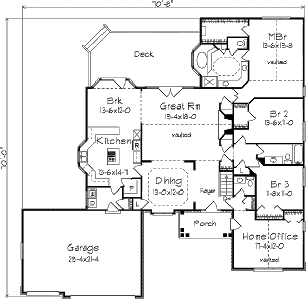 House Blueprint - Traditional Floor Plan - Main Floor Plan #57-129