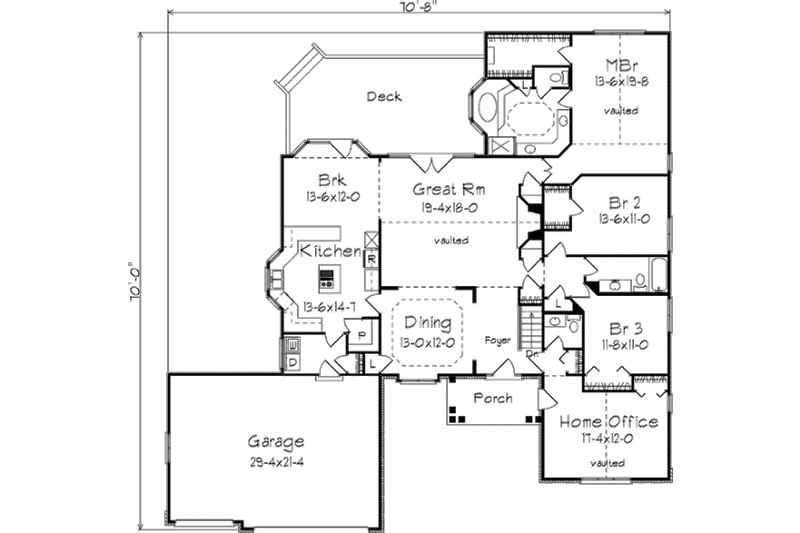 Home Plan - Floor Plan - Main Floor for Traditional House Plan #57-129 - 4 bed, 2.5 bath