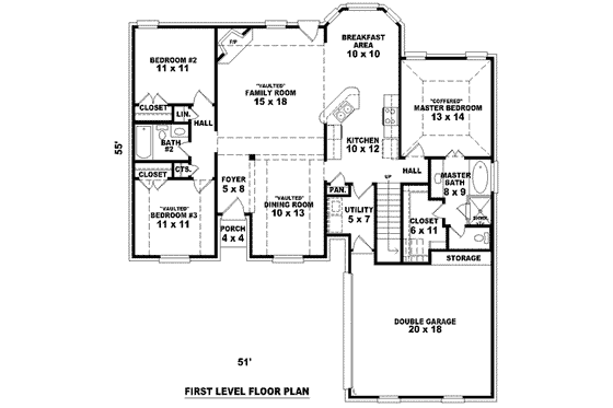 Floor Plan - Main Floor for European House Plan #81-1437 - 3 bed, 2 bath