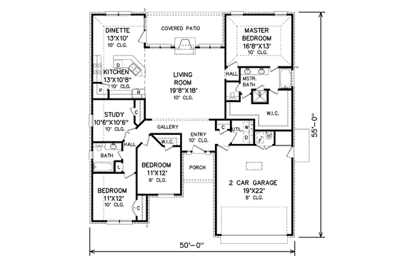 Floor Plan - Main Floor for Traditional House Plan #65-435 - 3 bed, 2 bath