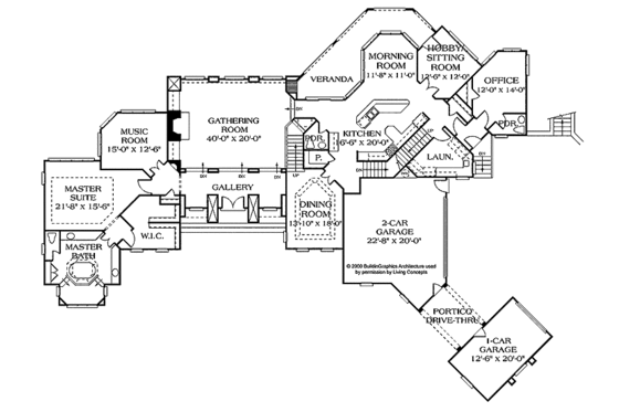 Floor Plan - Main Floor for European House Plan #453-356 - 5 bed, 4 bath