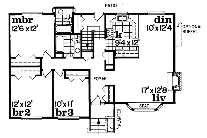 Dream House Plan - Floor Plan - Main Floor for Colonial House Plan #47-794 - 3 bed, 2 bath