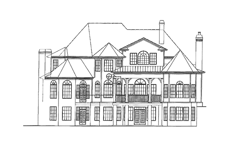 House Blueprint - Exterior - Rear Elevation for Craftsman House Plan #54-345 - 4 bed, 3.5 bath