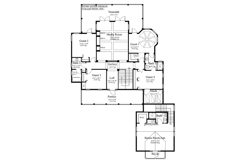 Architectural House Design - Floor Plan - Upper Floor for Country House Plan #930-358 - 6 bed, 4.5 bath