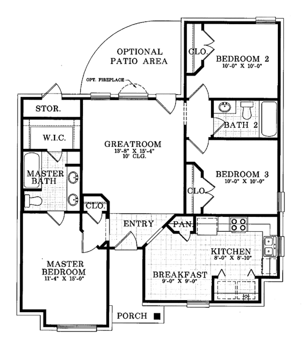 House Design - Ranch Floor Plan - Main Floor Plan #952-195