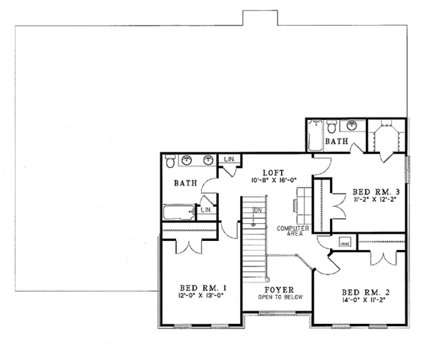 Home Plan - Traditional Floor Plan - Upper Floor Plan #17-2673