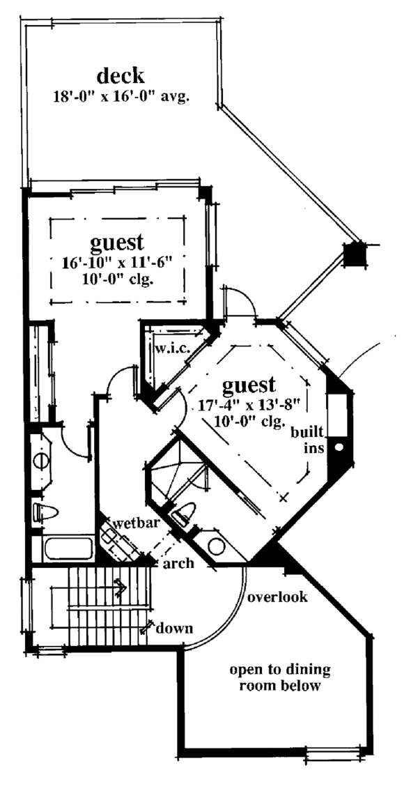 House Blueprint - Mediterranean Floor Plan - Upper Floor Plan #930-106