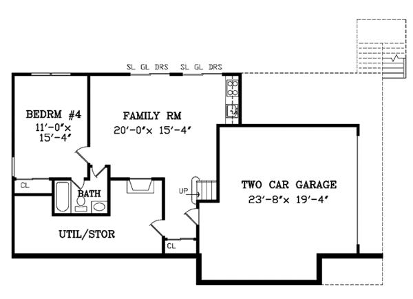 House Design - Ranch Floor Plan - Lower Floor Plan #314-257