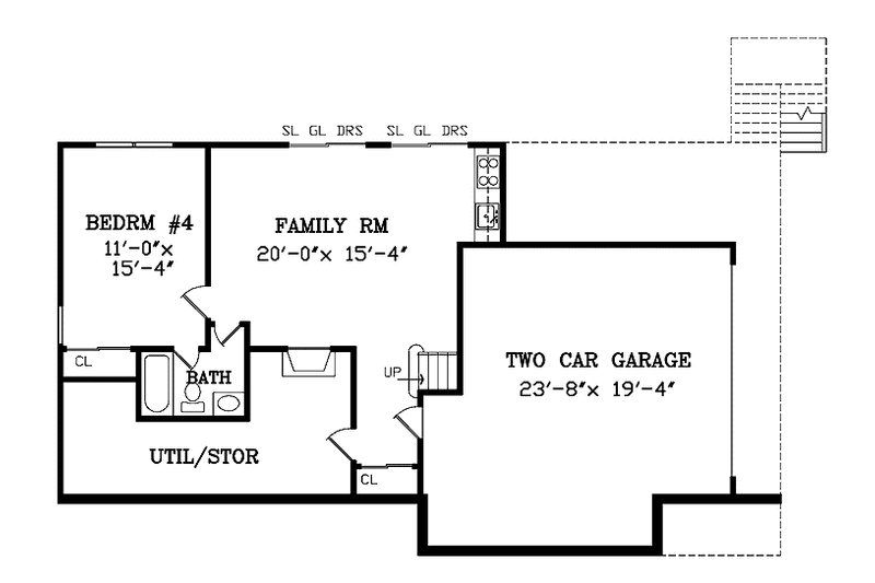 Home Plan - Floor Plan - Lower Floor for Ranch House Plan #314-257 - 3 bed, 2 bath