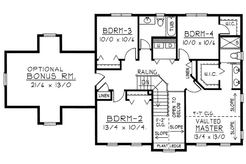 Dream House Plan - Floor Plan - Upper Floor for Country House Plan #1037-21 - 4 bed, 2.5 bath