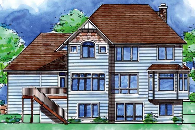 Home Plan - Exterior - Rear Elevation for Country House Plan #320-1474 - 4 bed, 2.5 bath