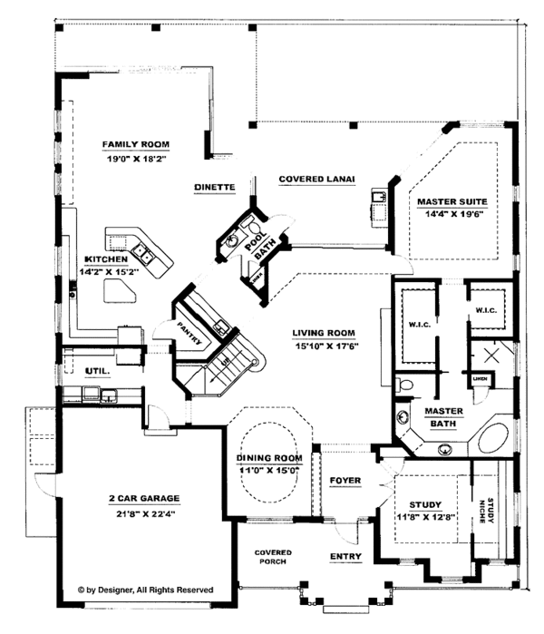House Blueprint - Mediterranean Floor Plan - Main Floor Plan #1017-100