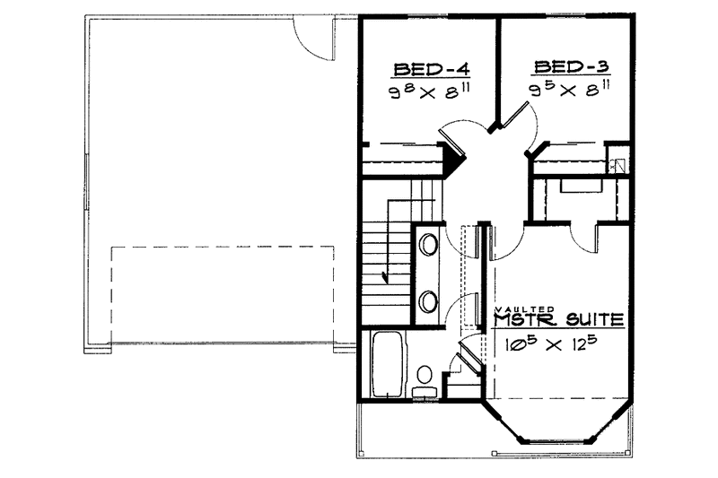 Home Plan - Floor Plan - Upper Floor for Traditional House Plan #308-253 - 3 bed, 1.5 bath