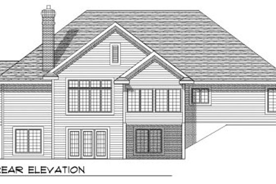 Exterior - Rear Elevation for European House Plan #70-768 - 3 bed, 3 bath