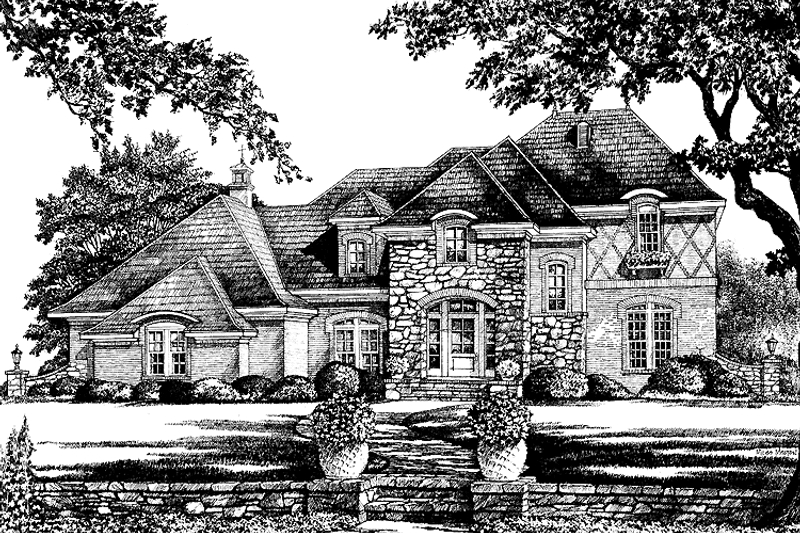 Architectural House Design - Exterior - Front Elevation 3 for Tudor House Plan #952-259 - 4 bed, 3 bath