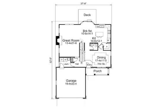 Floor Plan - Main Floor for Classical House Plan #57-335 - 4 bed, 2.5 bath