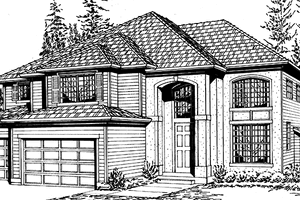 Exterior - Front Elevation 3 for Prairie House Plan #132-395 - 4 bed, 2.5 bath