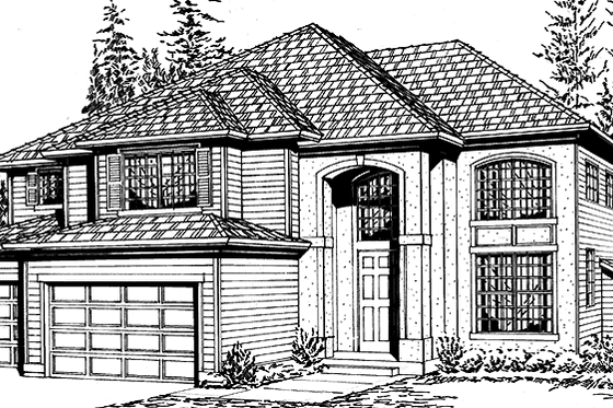 Exterior - Front Elevation 3 for Prairie House Plan #132-395 - 4 bed, 2.5 bath