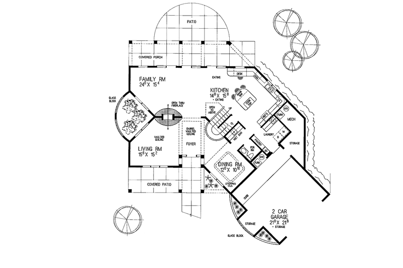 Architectural House Design - Floor Plan - Main Floor for Mediterranean House Plan #72-905 - 4 bed, 2.5 bath