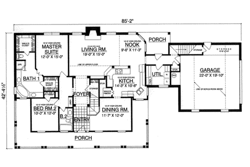 Architectural House Design - Floor Plan - Main Floor 1 for Country House Plan #40-340 - 4 bed, 3 bath