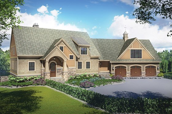 Exterior - Front Elevation 4 for European House Plan #928-217 - 4 bed, 3 bath