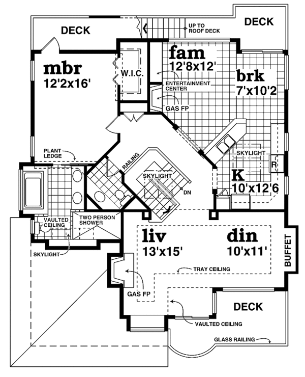 Contemporary Floor Plan - Upper Floor Plan #47-913