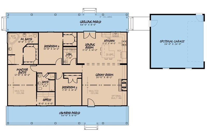 Architectural House Design - Floor Plan - Main Floor for Country House Plan #923-34 - 3 bed, 2 bath