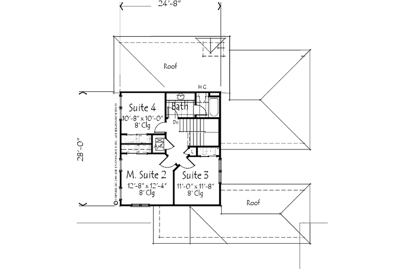 Architectural House Design - Floor Plan - Upper Floor for Country House Plan #1007-22 - 4 bed, 2.5 bath