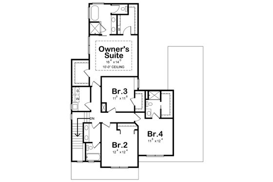 Floor Plan - Upper Floor for Farmhouse House Plan #20-2392 - 4 bed, 3.5 bath