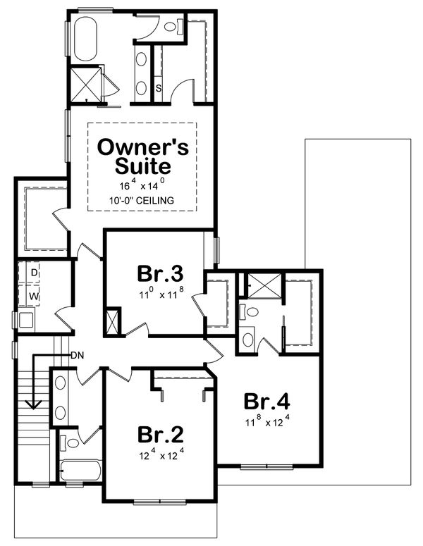 Farmhouse Floor Plan - Upper Floor Plan #20-2392