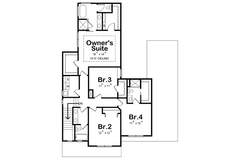 Architectural House Design - Floor Plan - Upper Floor for Farmhouse House Plan #20-2392 - 4 bed, 3.5 bath