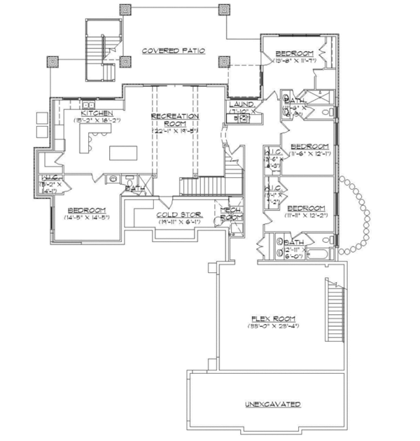 House Plan Design - Craftsman Floor Plan - Lower Floor Plan #945-138