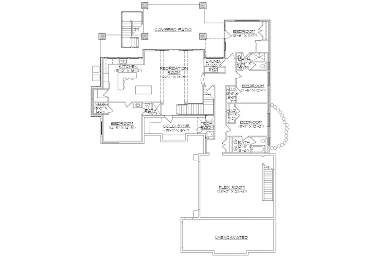 Home Plan - Floor Plan - Lower Floor for Craftsman House Plan #945-138 - 5 bed, 4.5 bath