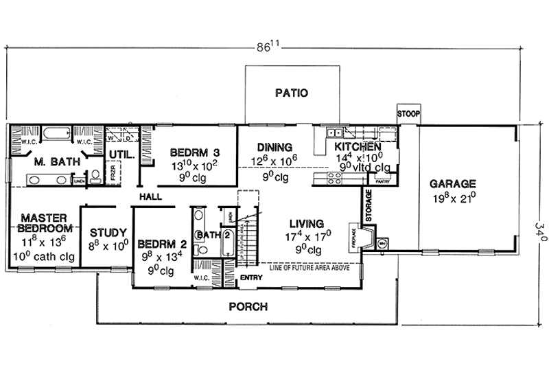 Dream House Plan - Floor Plan - Main Floor for Country House Plan #472-414 - 3 bed, 2 bath
