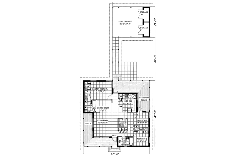 Home Plan - Floor Plan - Main Floor for Country House Plan #972-1 - 3 bed, 2 bath