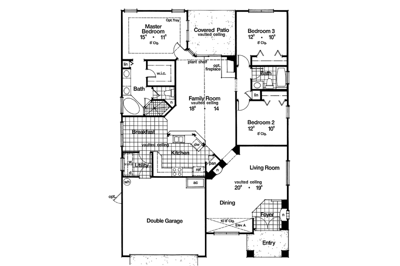 Dream House Plan - Floor Plan - Main Floor for Mediterranean House Plan #417-594 - 3 bed, 2 bath