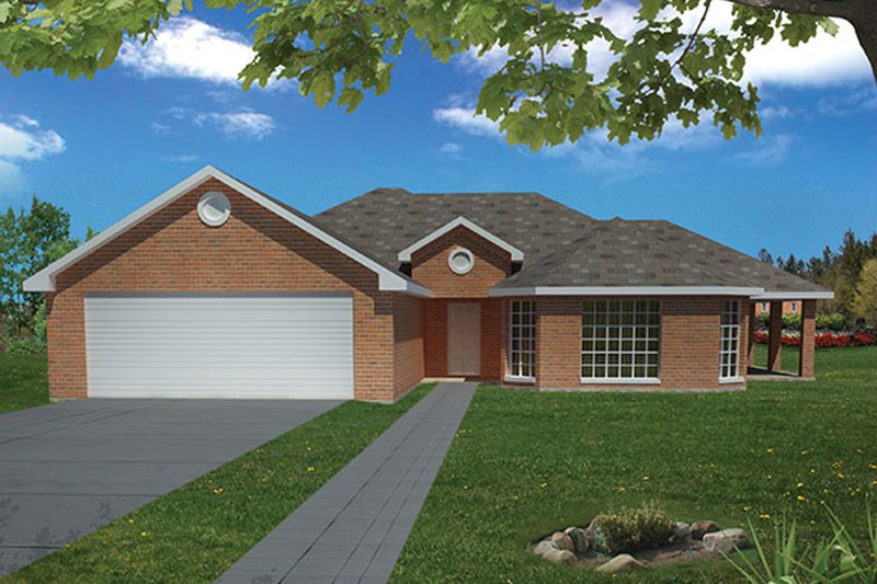 House Blueprint - Exterior - Front Elevation 5 for Ranch House Plan #1061-11 - 3 bed, 2 bath
