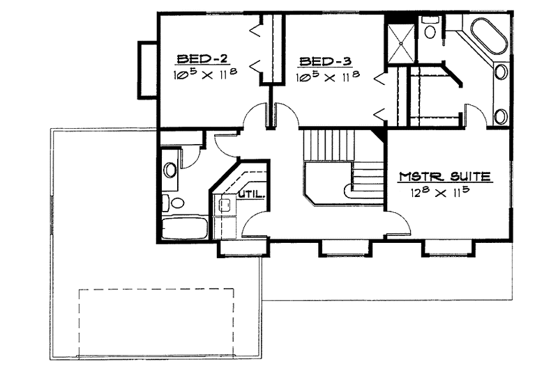 Architectural House Design - Floor Plan - Upper Floor for Country House Plan #308-250 - 3 bed, 2.5 bath