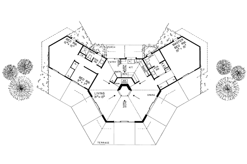 Home Plan - Floor Plan - Main Floor for Contemporary House Plan #72-632 - 3 bed, 2 bath