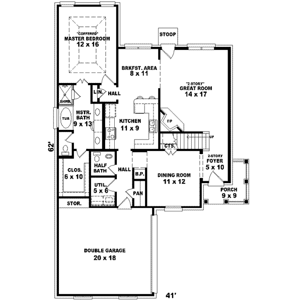 Floor Plan - Main Floor for European House Plan #81-716 - 4 bed, 2.5 bath