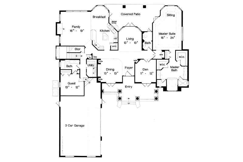 House Blueprint - Floor Plan - Main Floor for Country House Plan #417-686 - 4 bed, 4.5 bath