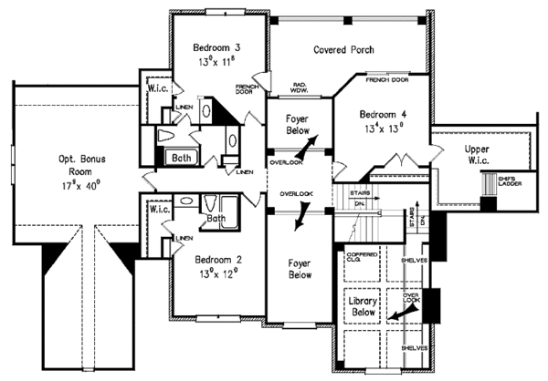 House Blueprint - Traditional Floor Plan - Upper Floor Plan #927-176