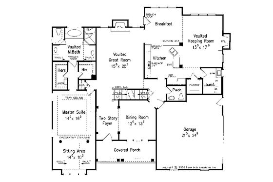 Floor Plan - Main Floor for Country House Plan #927-959 - 3 bed, 2.5 bath