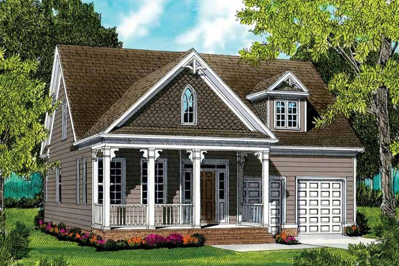 Architectural House Design - Exterior - Front Elevation 3 for Country House Plan #413-896 - 3 bed, 2.5 bath