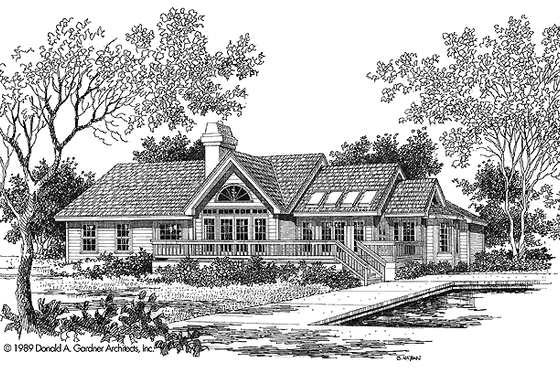 Exterior - Rear Elevation for Country House Plan #929-119 - 3 bed, 2 bath